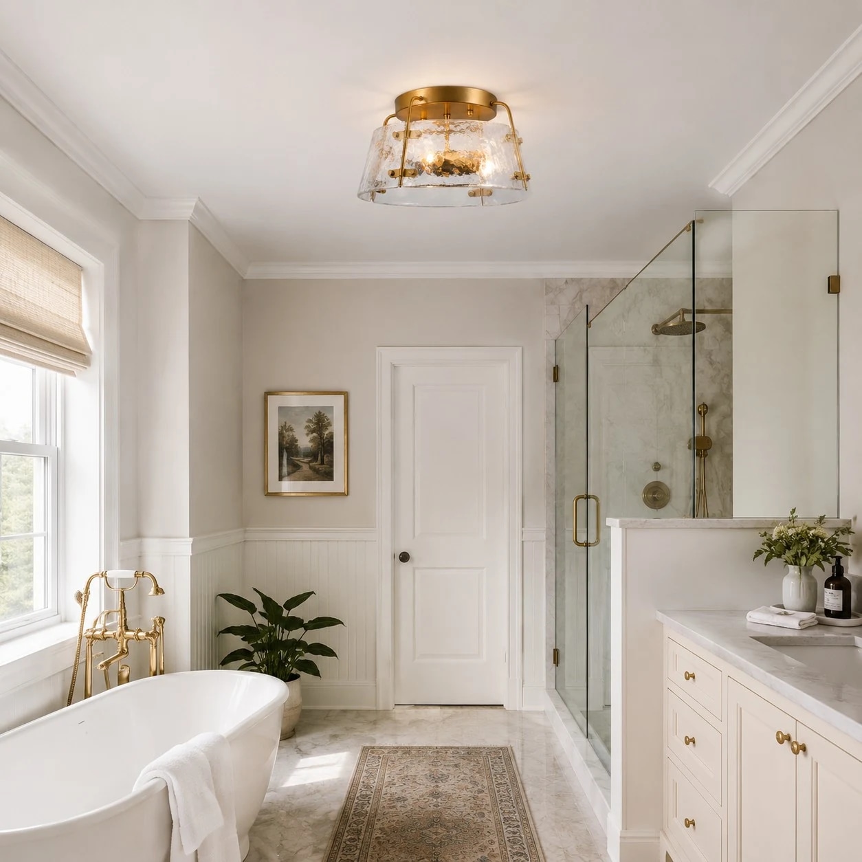 Structure detail of clear glass semi flush ceiling light