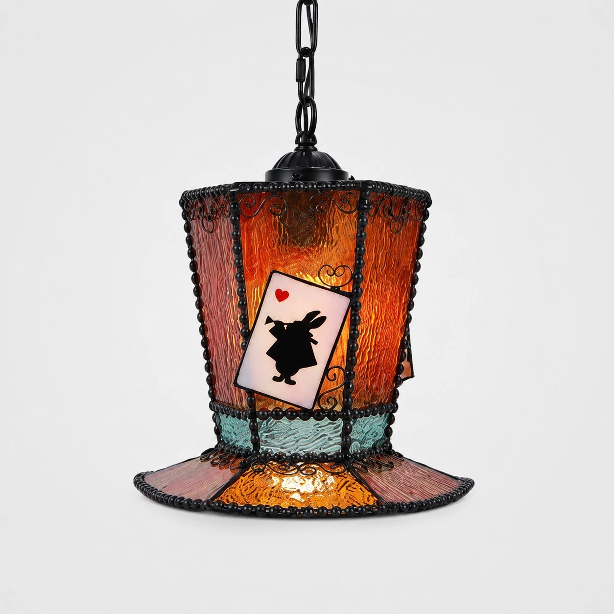 Yellow stained glass pendant light