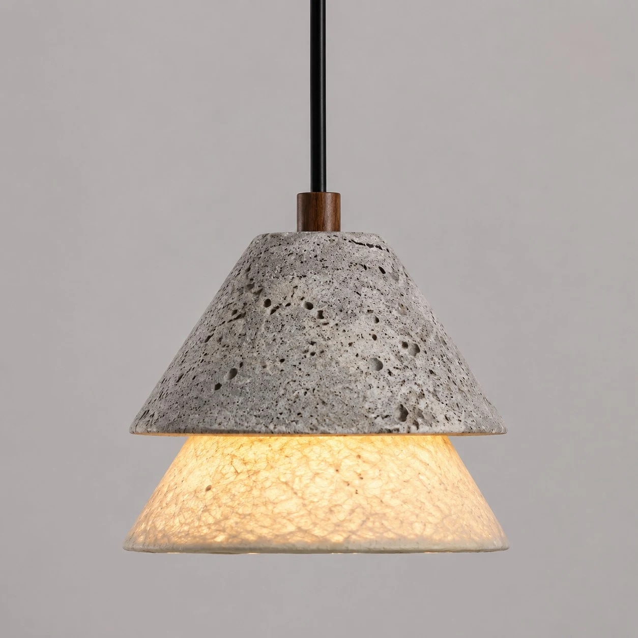 Close view of paper diffuser and shade edge