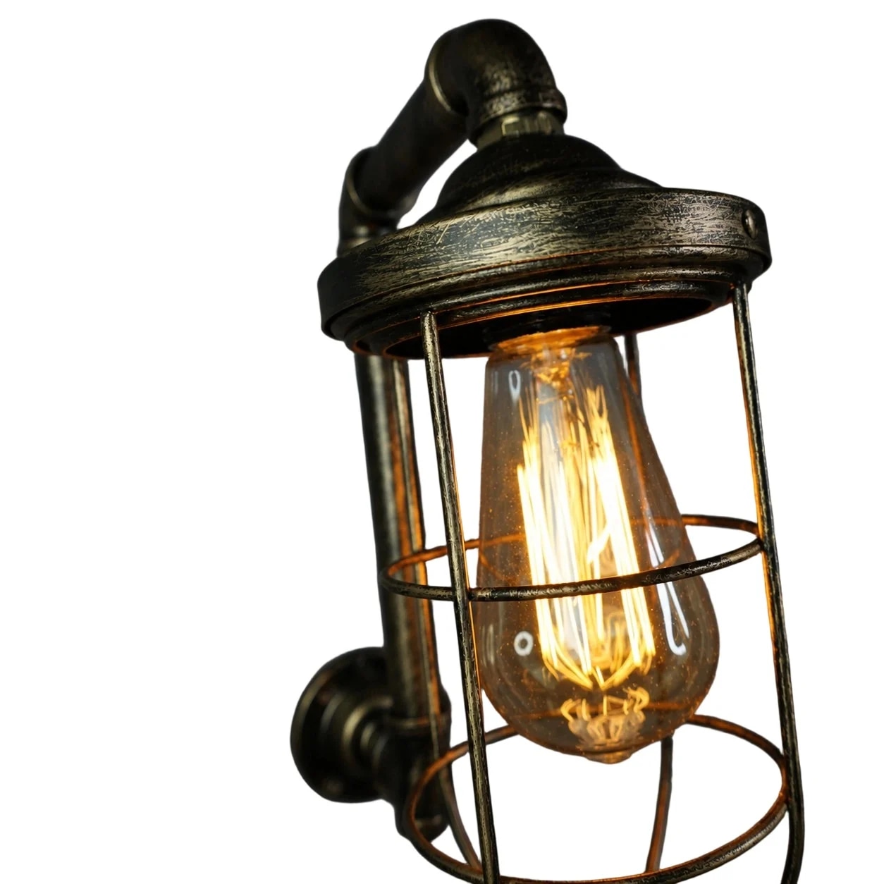 single black cage wall lamp detail