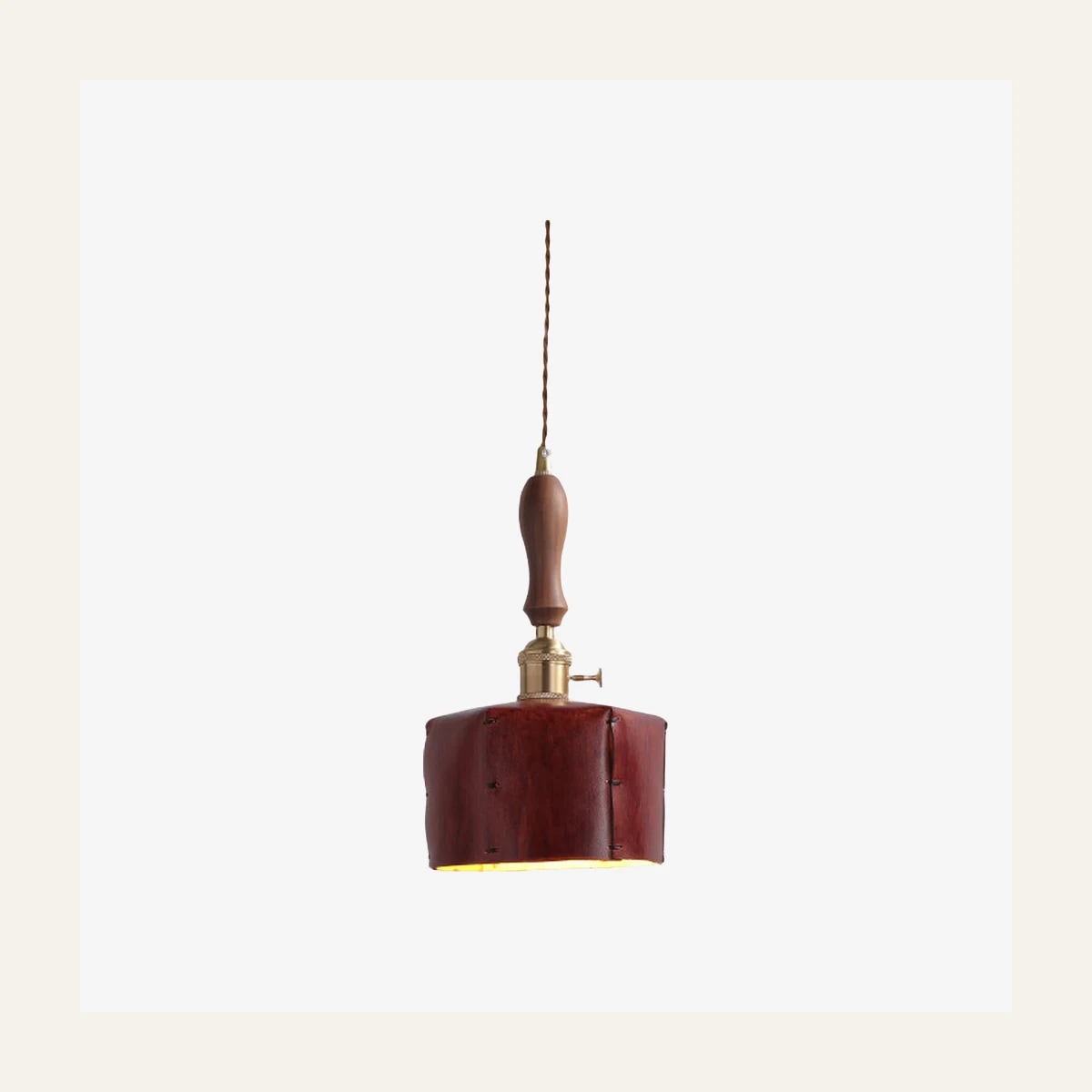 Lampa wisząca ze skóry sześciokątnej w stylu D w kolorze brązowym