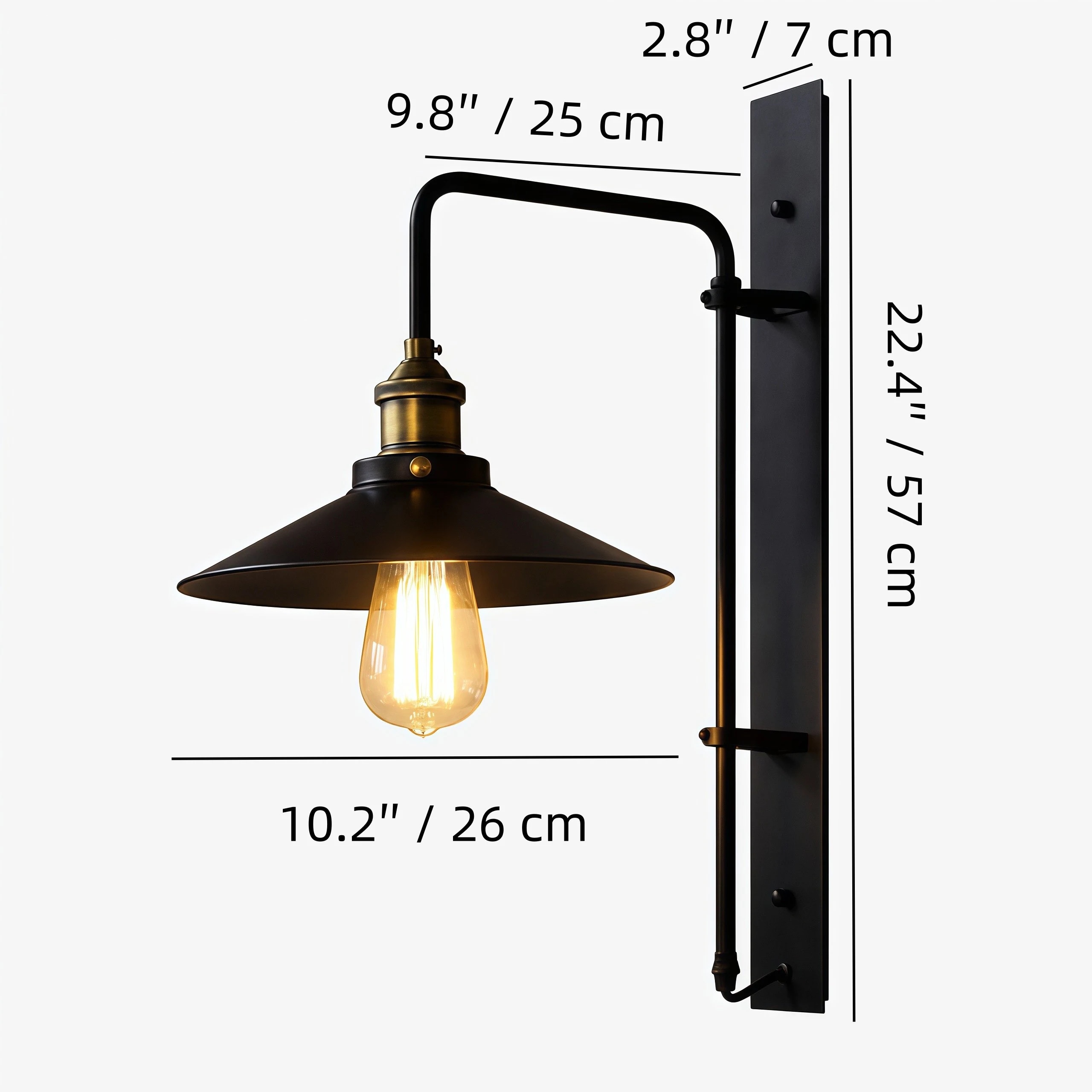 Schema dimensionale della lampada da parete Solenvo