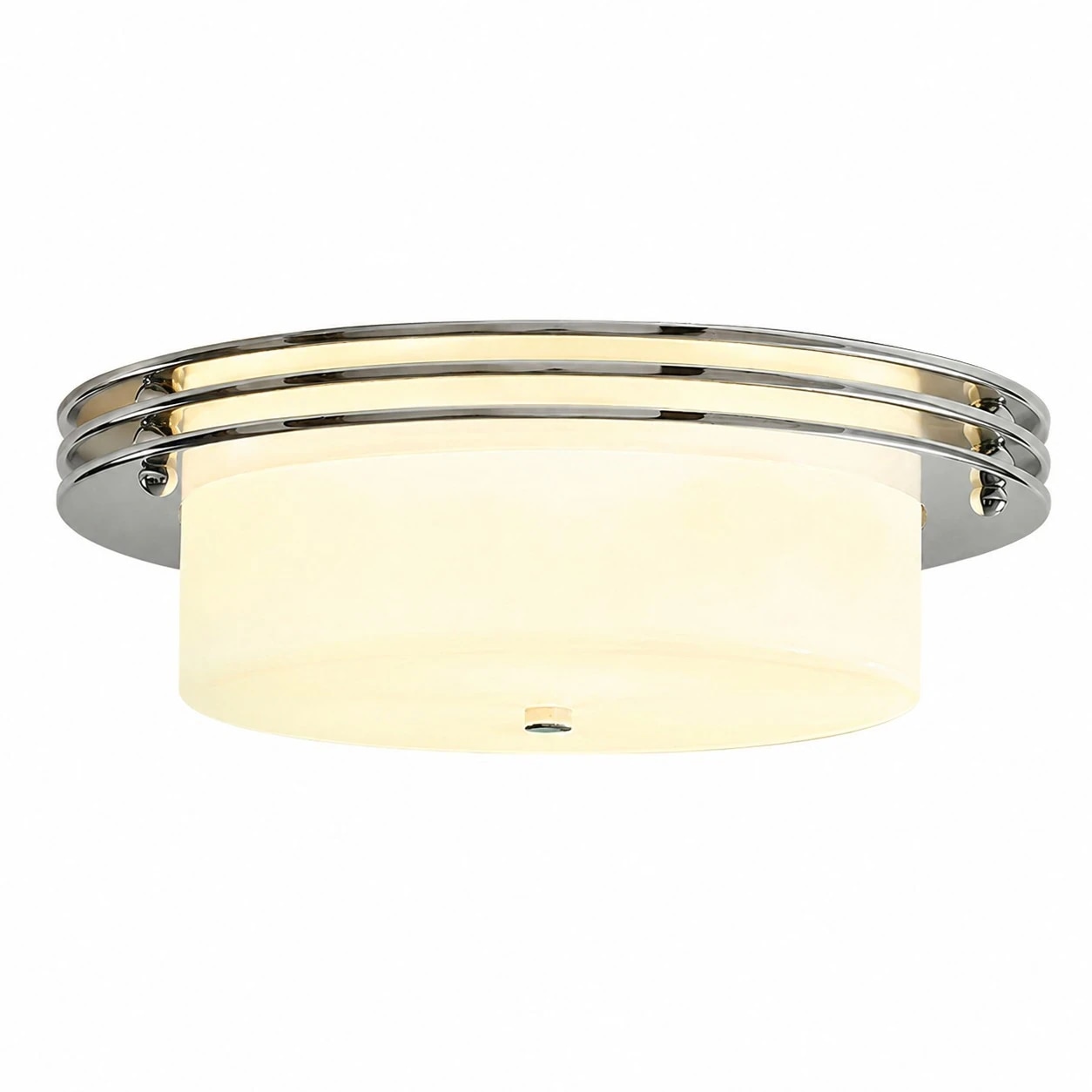 Zenthoris 40 cm chrome and milky glass flush mount ceiling fixture