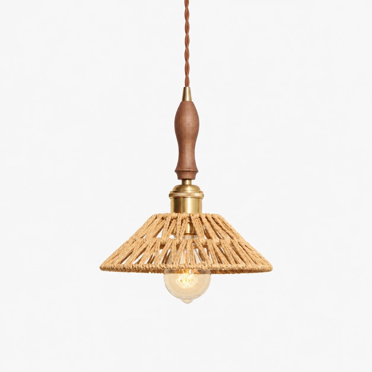Pendelleuchte, 22 cm, Rattan-Optik, Walnuss-Finish, Artikelnummer