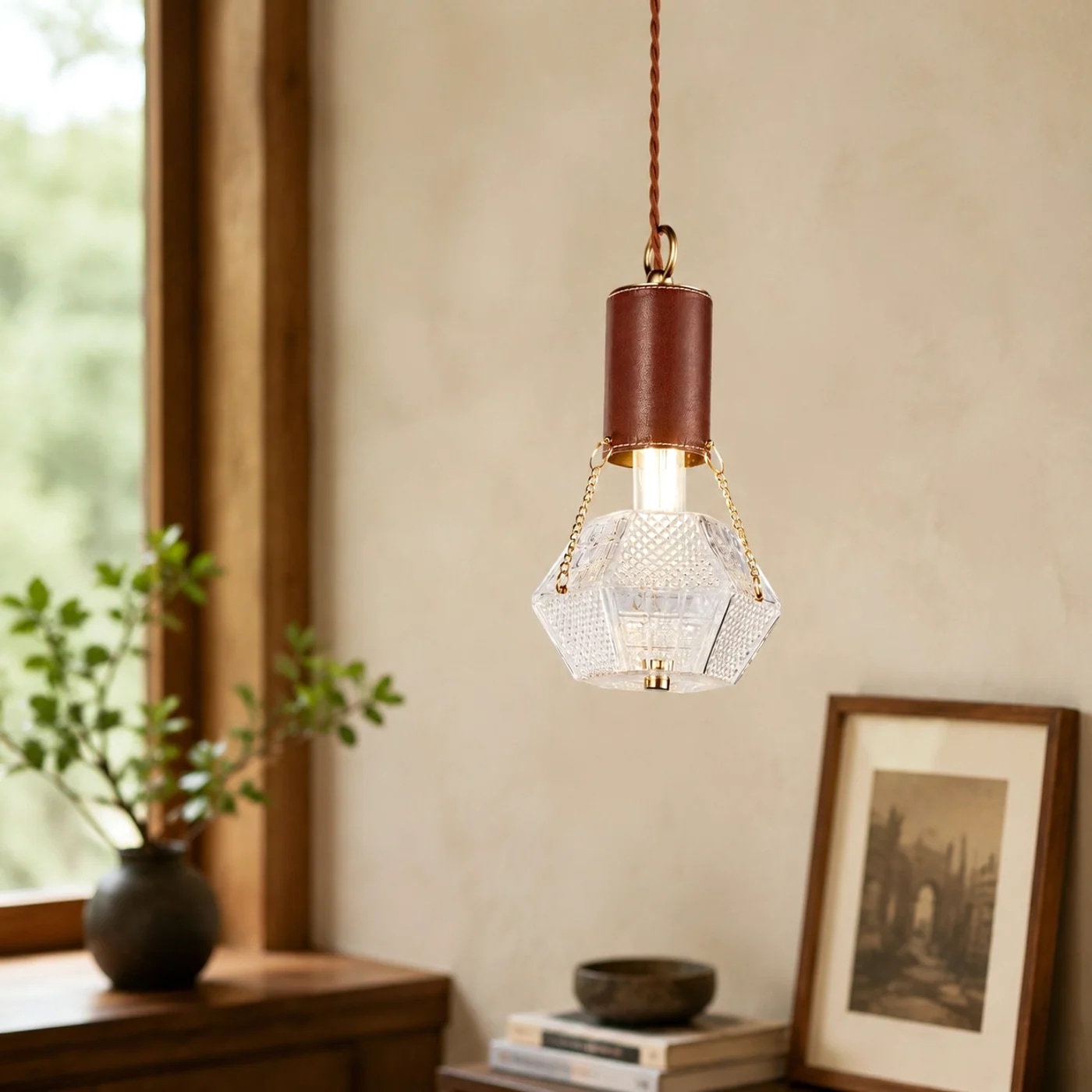 Ambiente de sala com pendente prismático 5