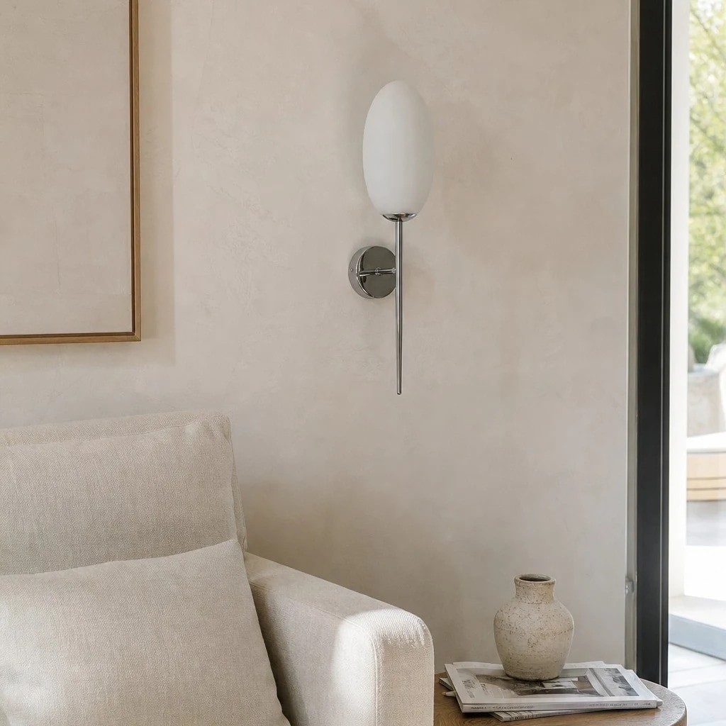 Escena de habitación con aplique de pared de vidrio opalino