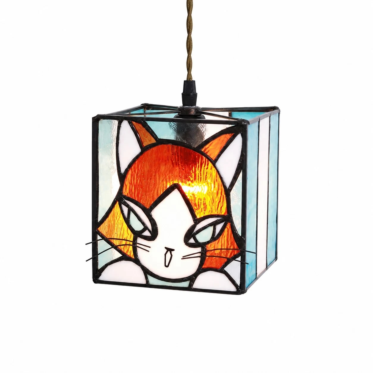 Pingente único em âmbar e laranja, 15 cm × 14 cm / 5,9″ × 5,5″