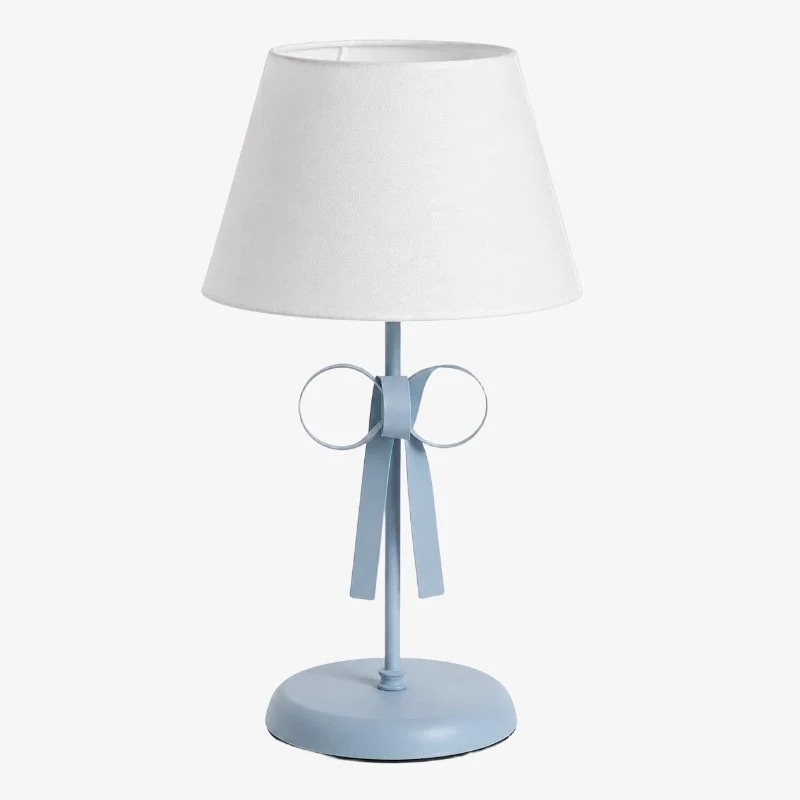 Lampe de table avec abat-jour blanc et corps de lampe bleu