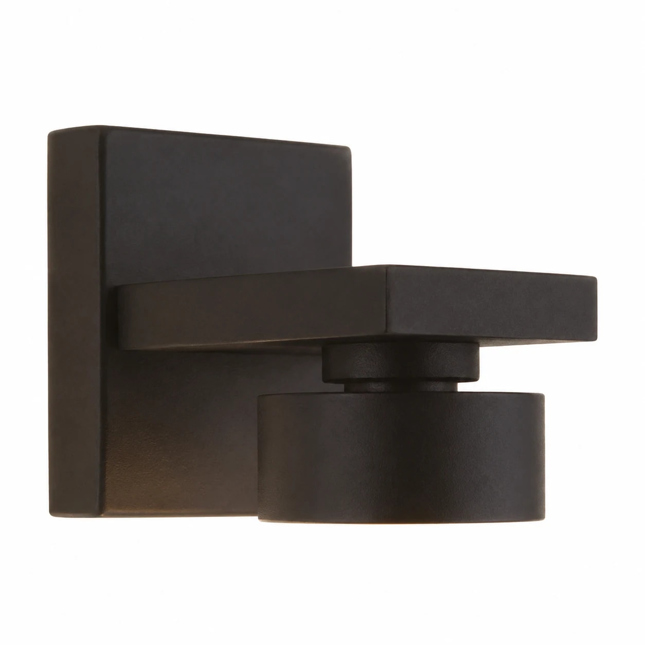 Matte black wall plate and horizontal arm detail