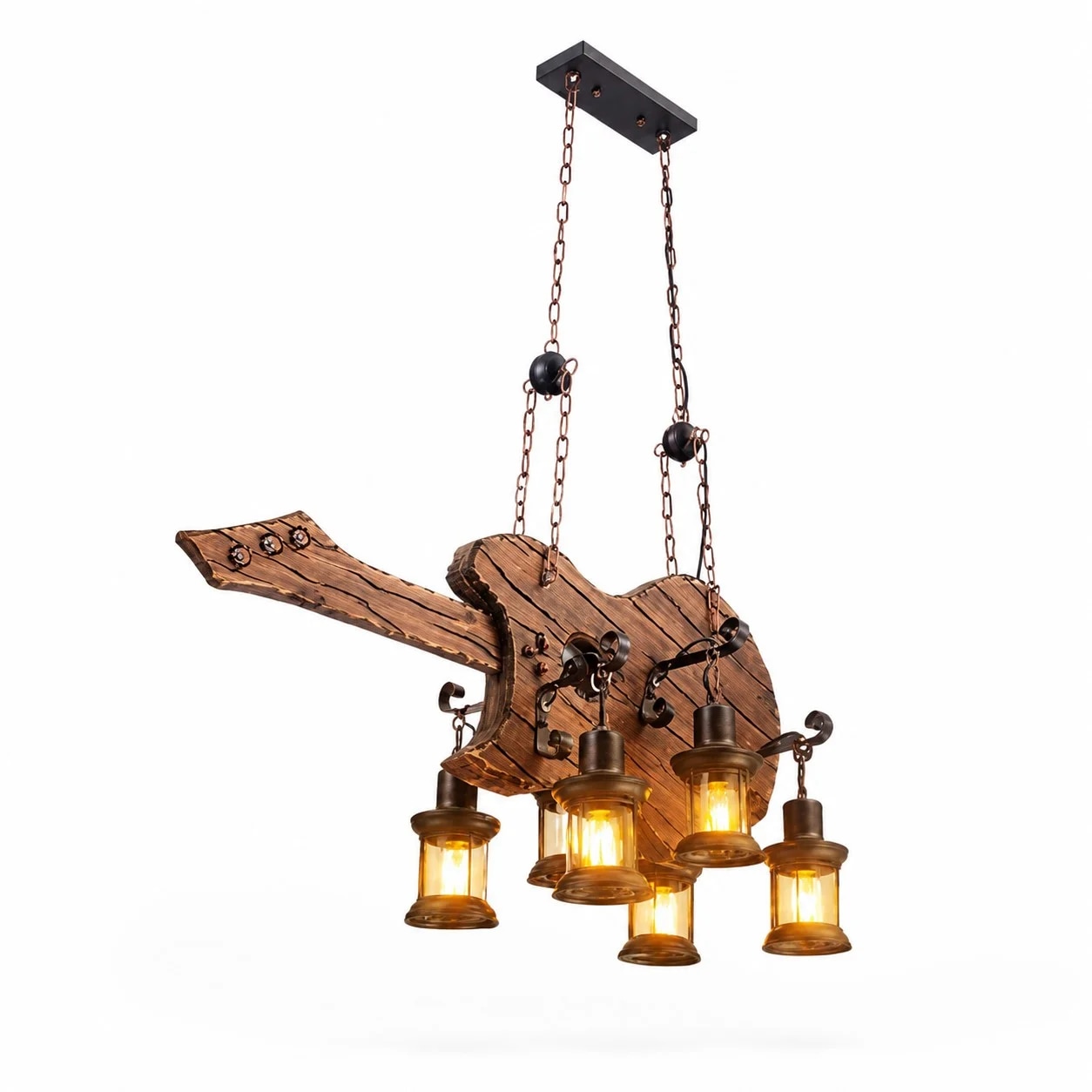Long beam rustic pendant