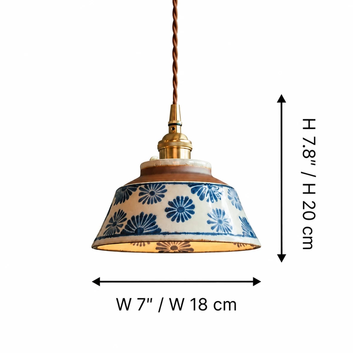 Guida alle dimensioni per lampada a sospensione in ceramica da 7 pollici