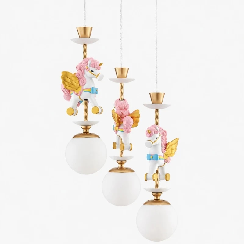 Daisy - Lampadario a 3 luci a forma di unicorno (SKU)