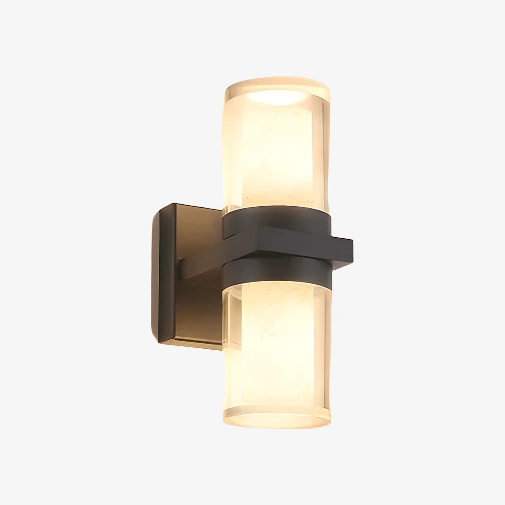 Double head matte black wall lamp on a clean background