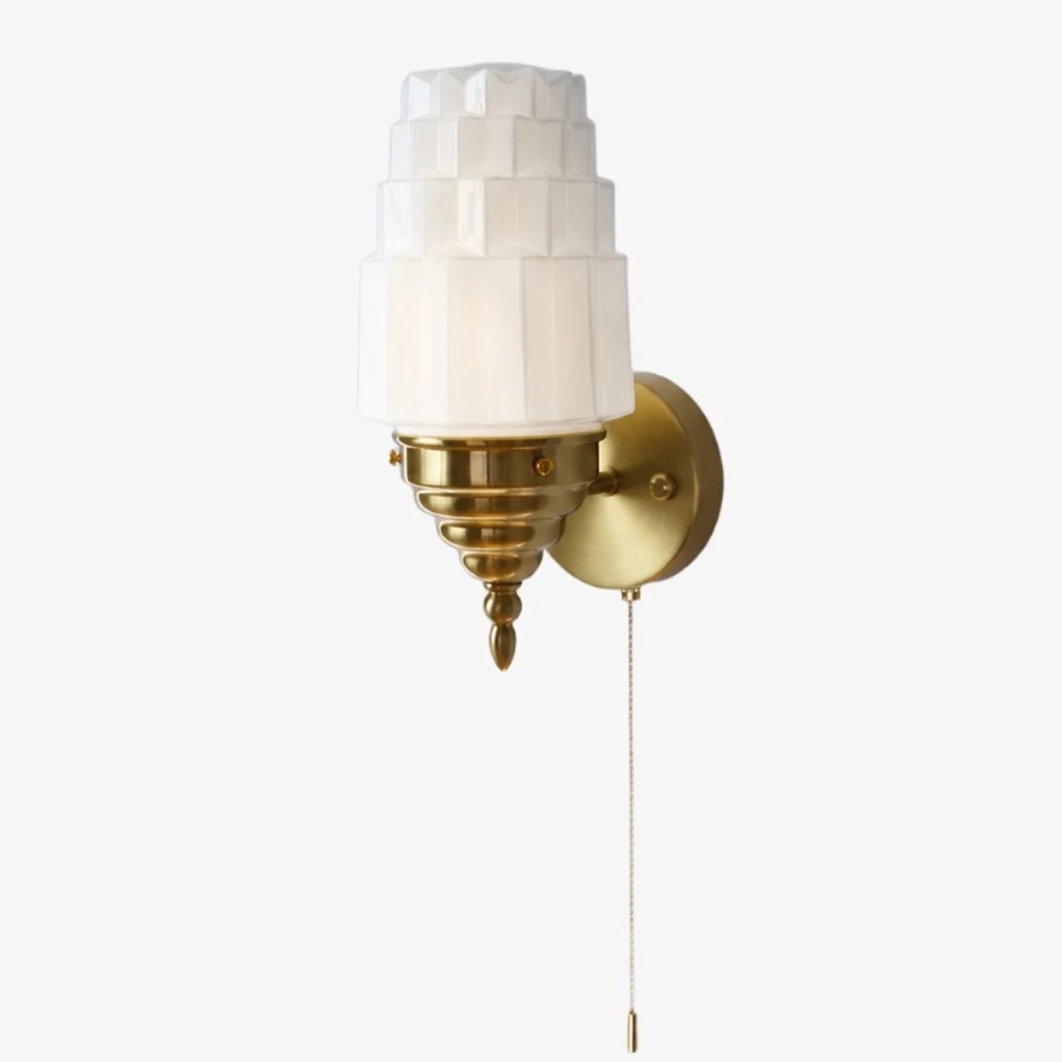 Antique brass pull chain wall sconce