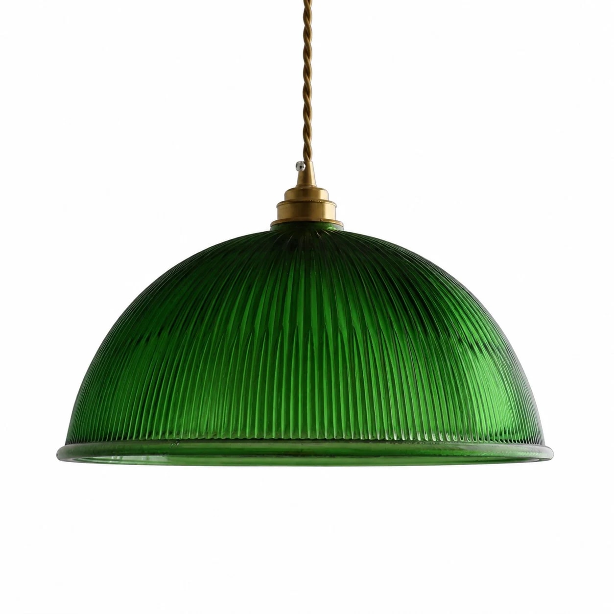 Emerald green ribbed glass pendant light SKU image