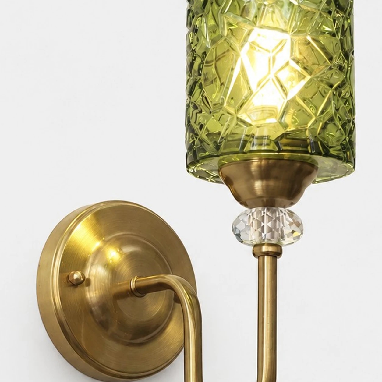 Compact green glass wall sconce full profile