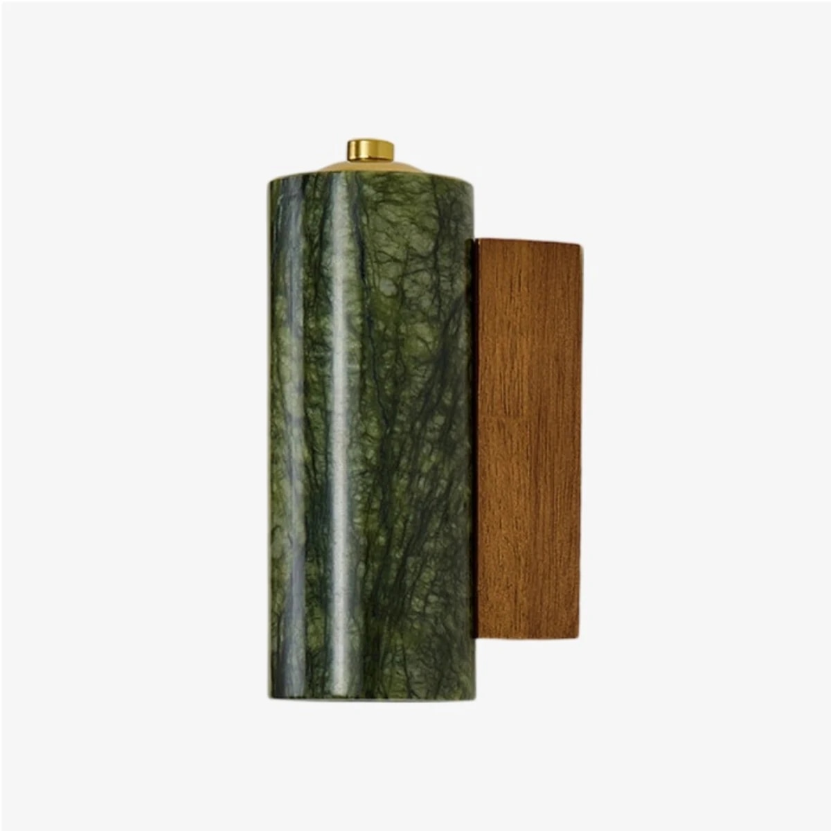 Applique murale style C en jade vert avec bloc arrière en bois