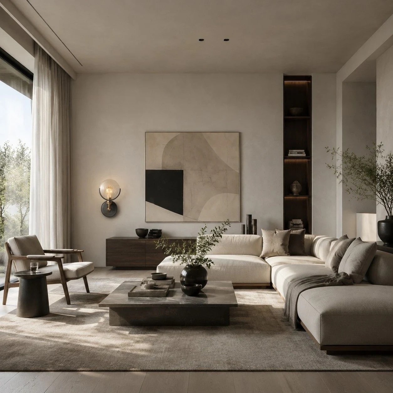 Wall sconce installed in a modern living room