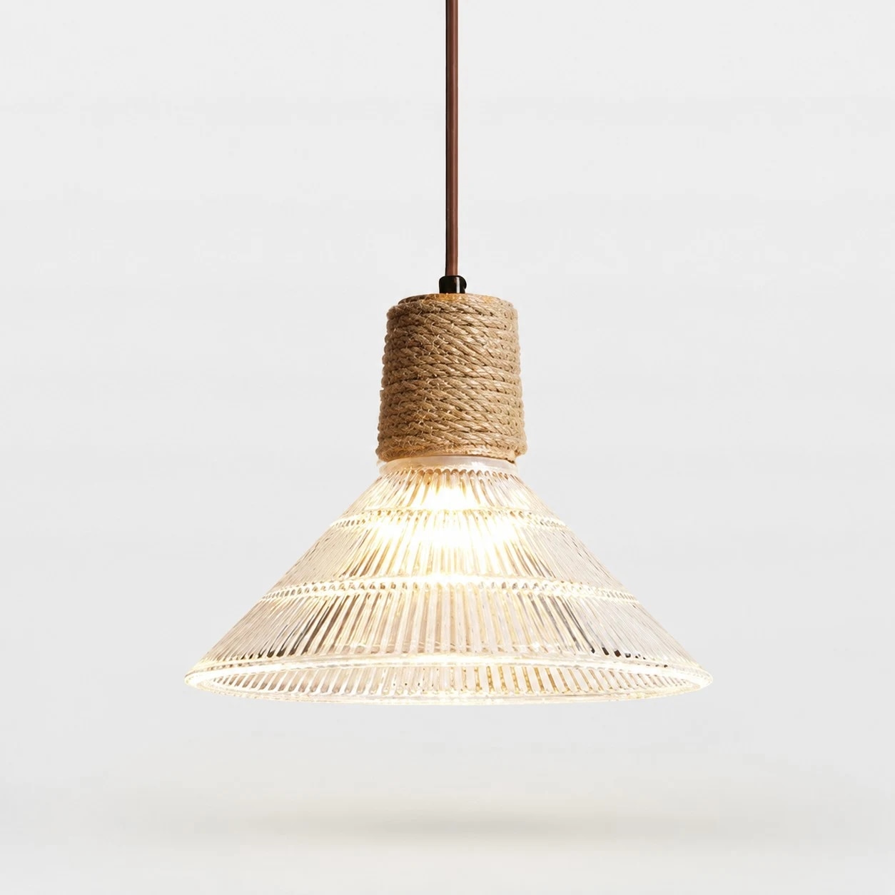 Style B ribbed wide glass pendant