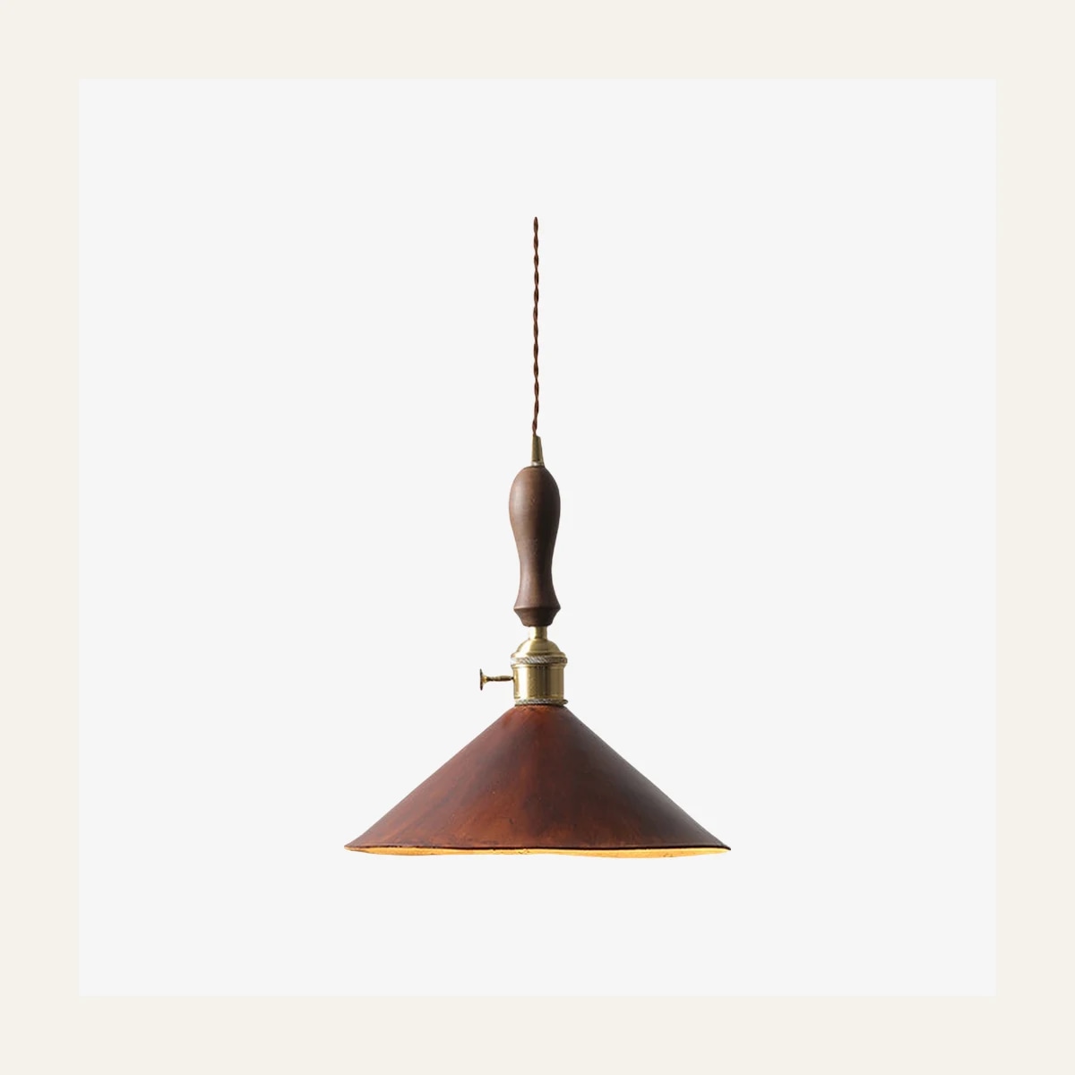 Styl A Brązowa lampa wisząca ze skóry stożkowej