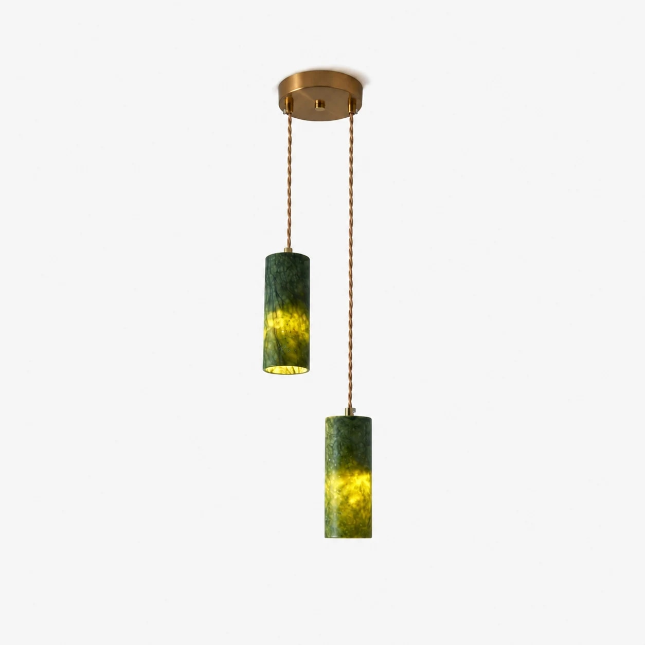 Zweiflammige grüne Jade-Hängelampe in 6 cm (2,36 Zoll) Größe