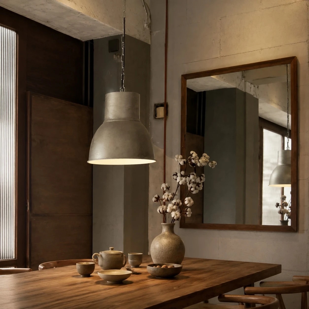 Suspension dans un intérieur à l'ambiance feutrée