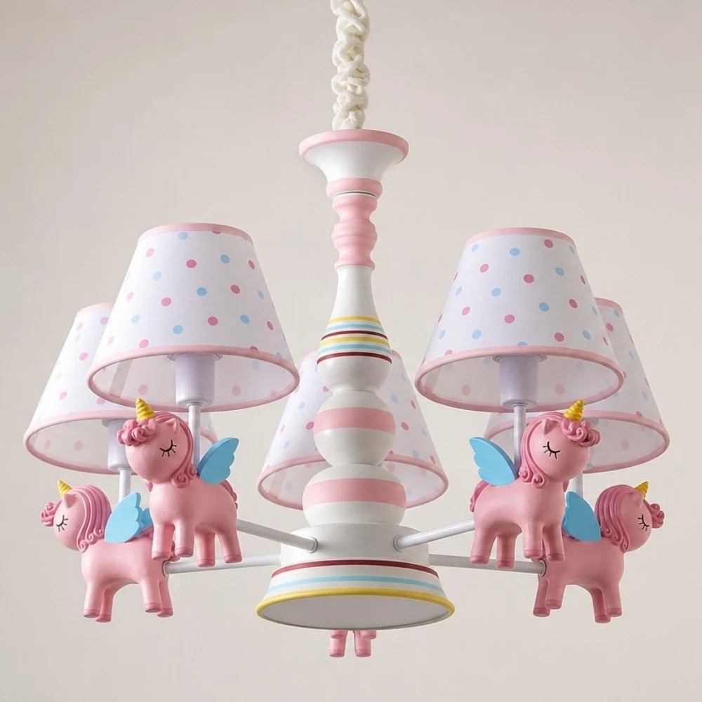 Abat-jour en tissu rose et détails en résine