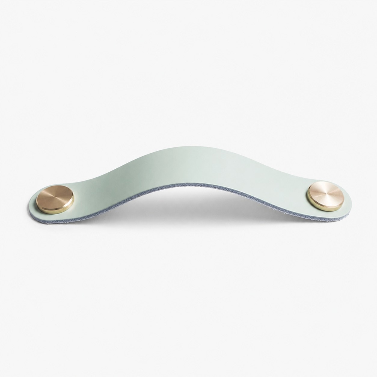 Mint Green Double Hole Double Hole 13.2 cm cowhide leather and brass cabinet pull handle