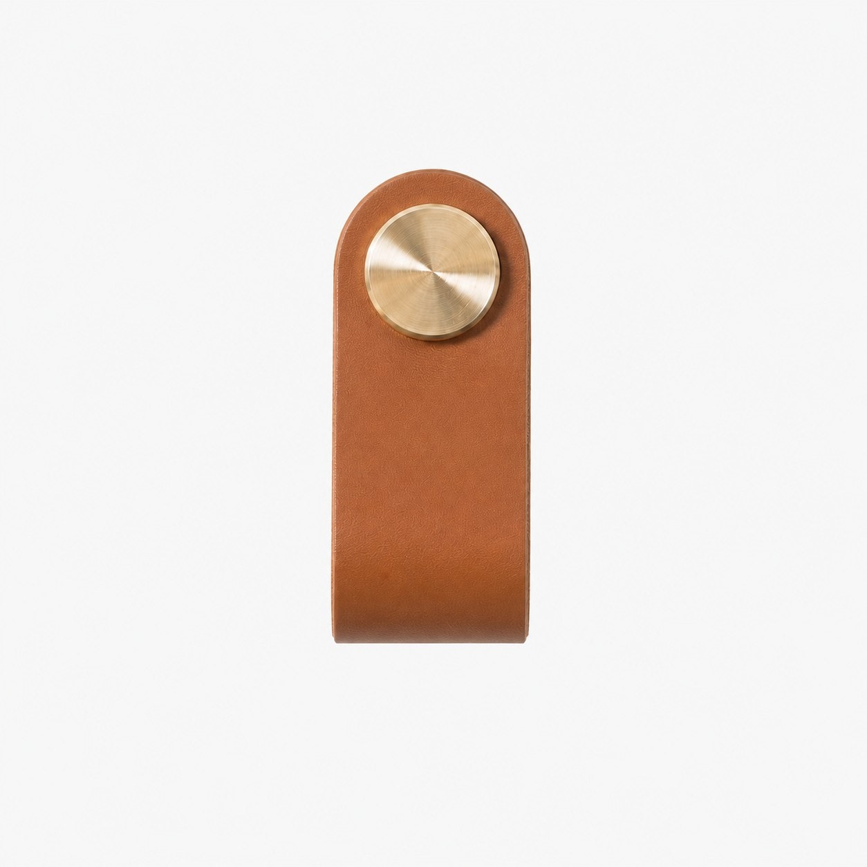 Caramel Single Hole cowhide leather and brass cabinet pull handle
