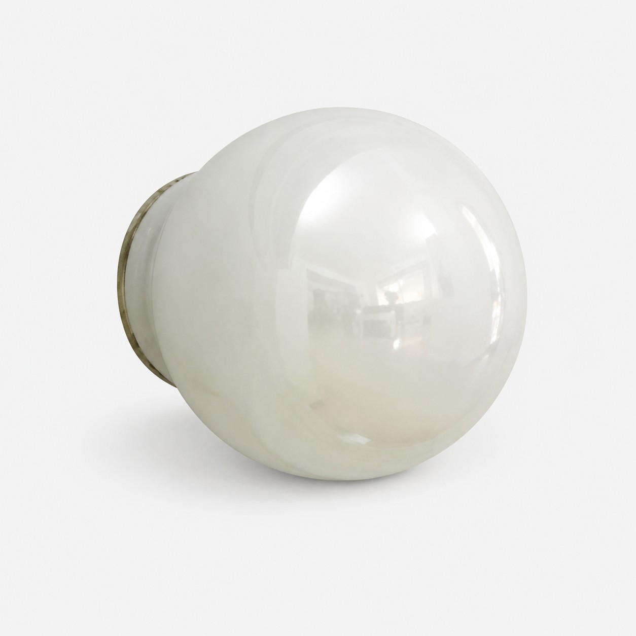 Pearl white ceramic cabinet knob side profile