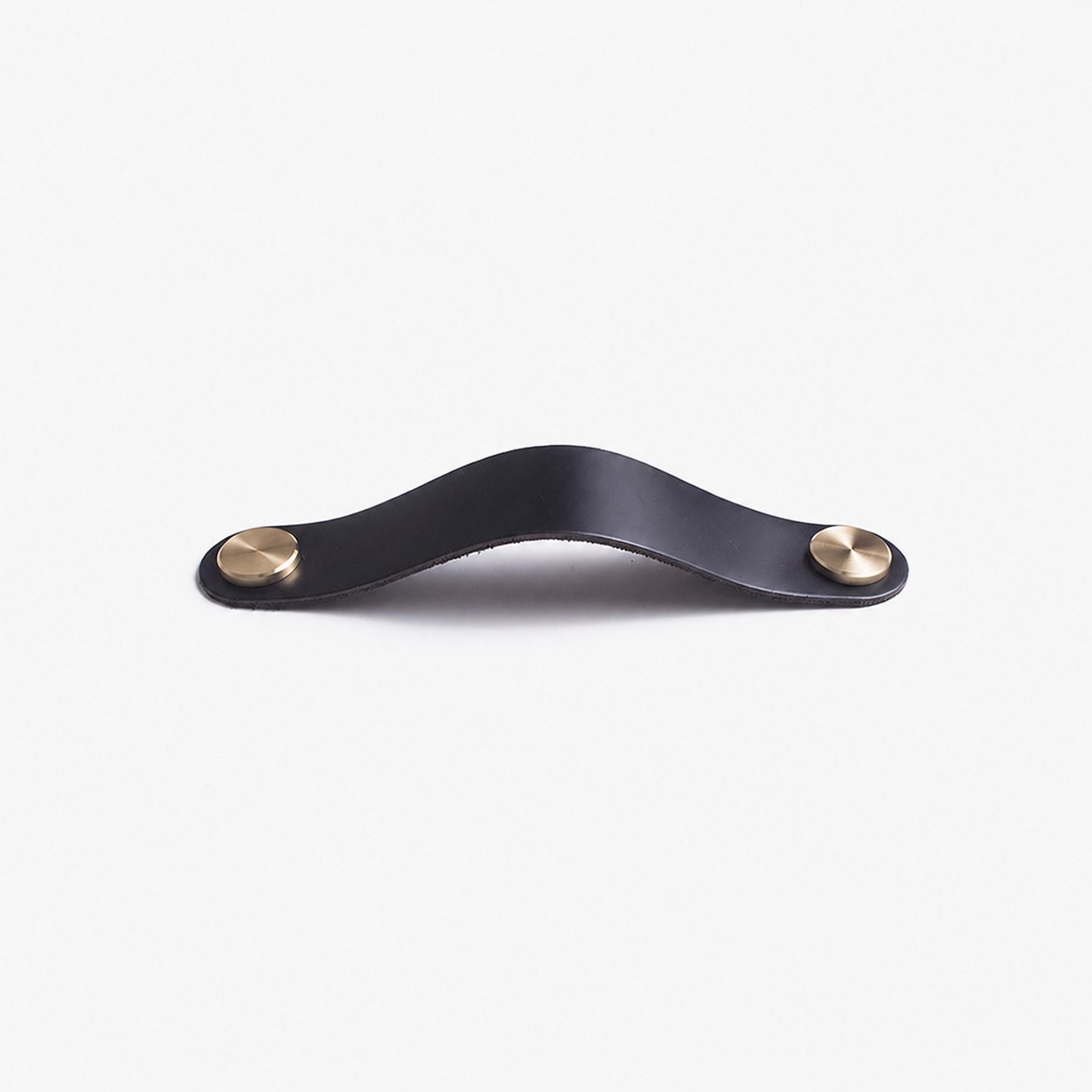 Black Double Hole Double Hole 19.6 cm cowhide leather and brass cabinet pull handle