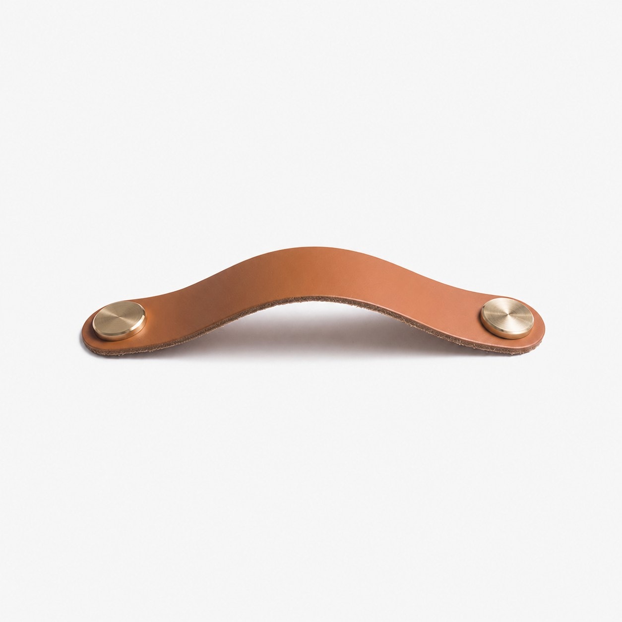 Caramel Double Hole Double Hole 16.4 cm cowhide leather and brass cabinet pull handle