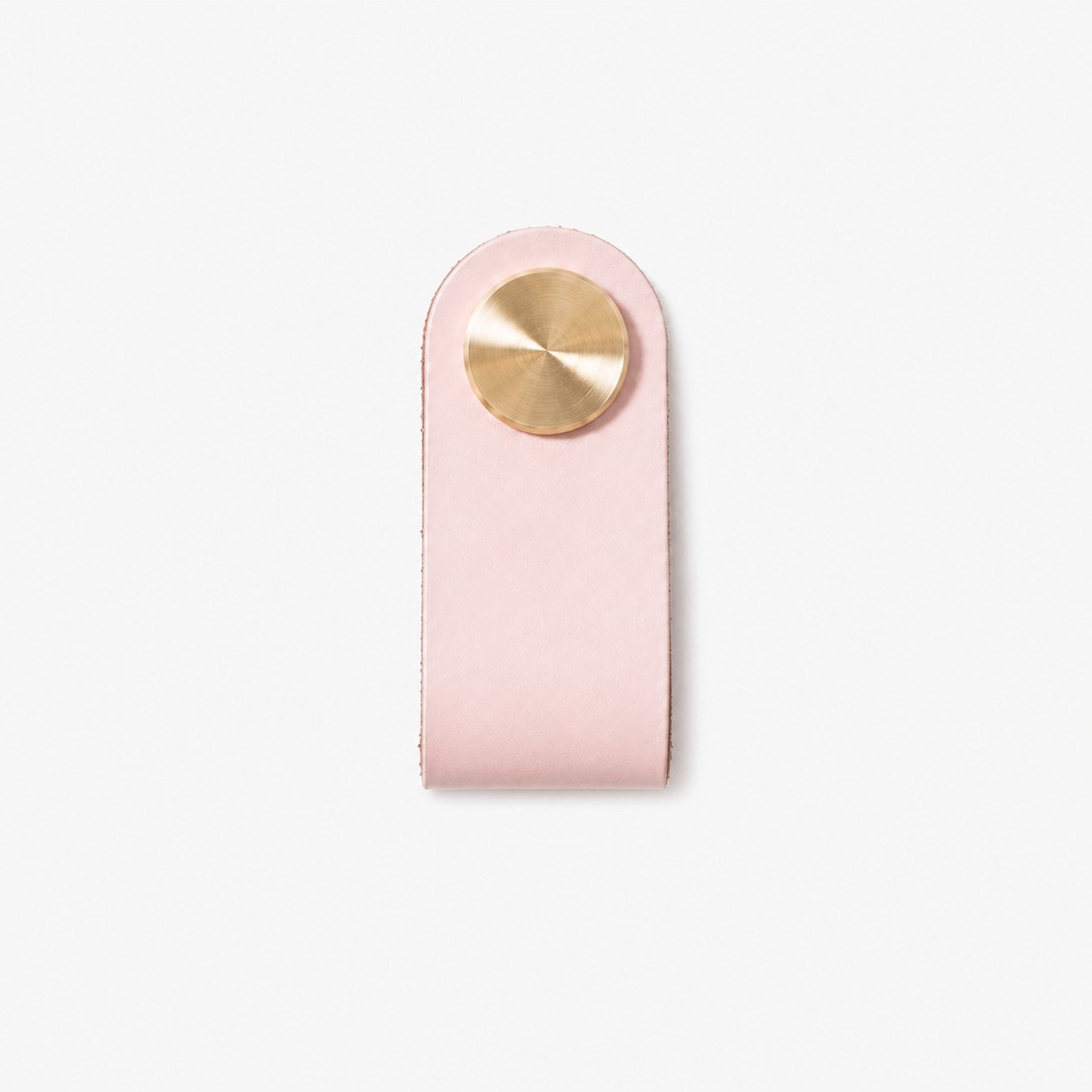 Pink Single Hole cowhide leather and brass cabinet pull handle