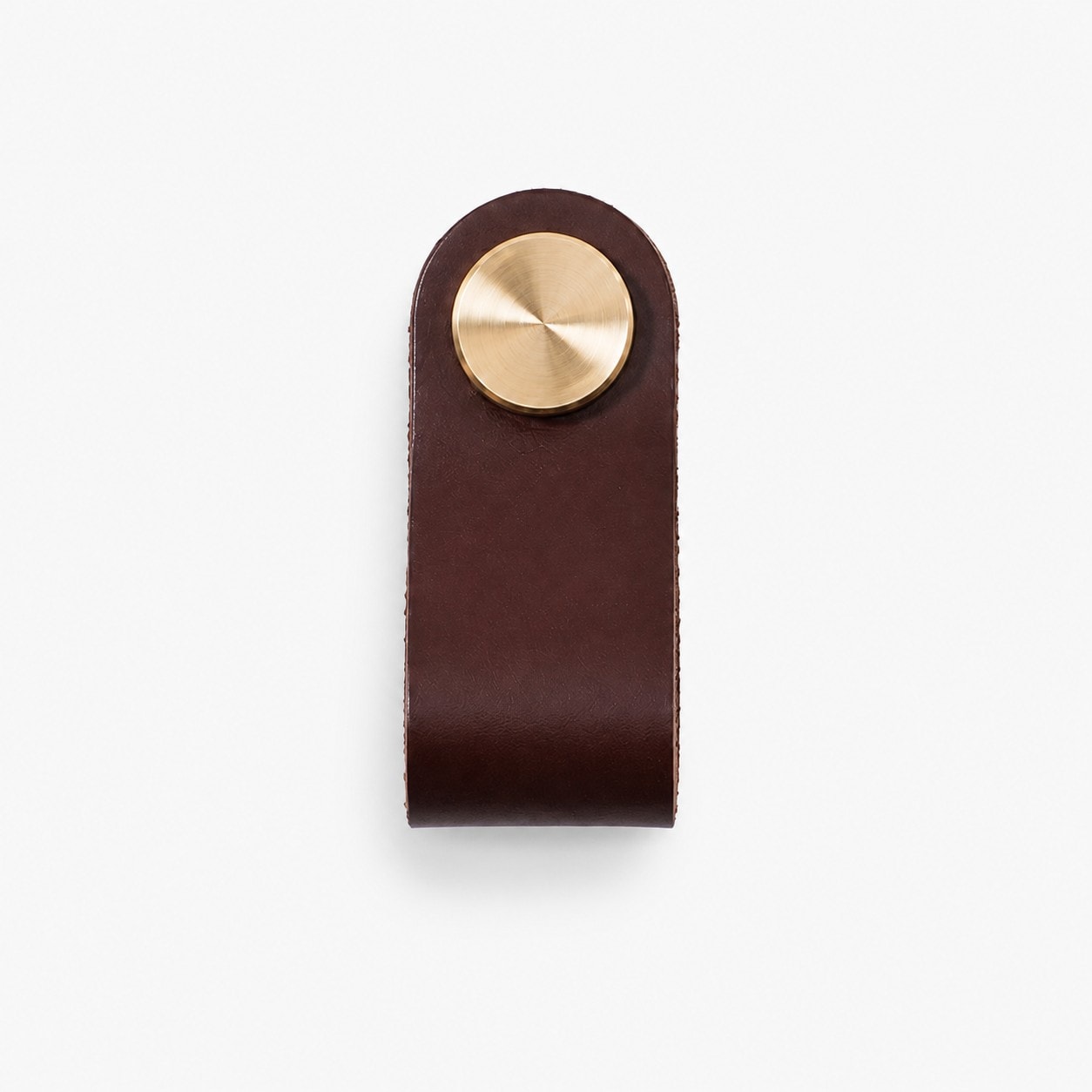 Brown Single Hole cowhide leather and brass cabinet pull handle
