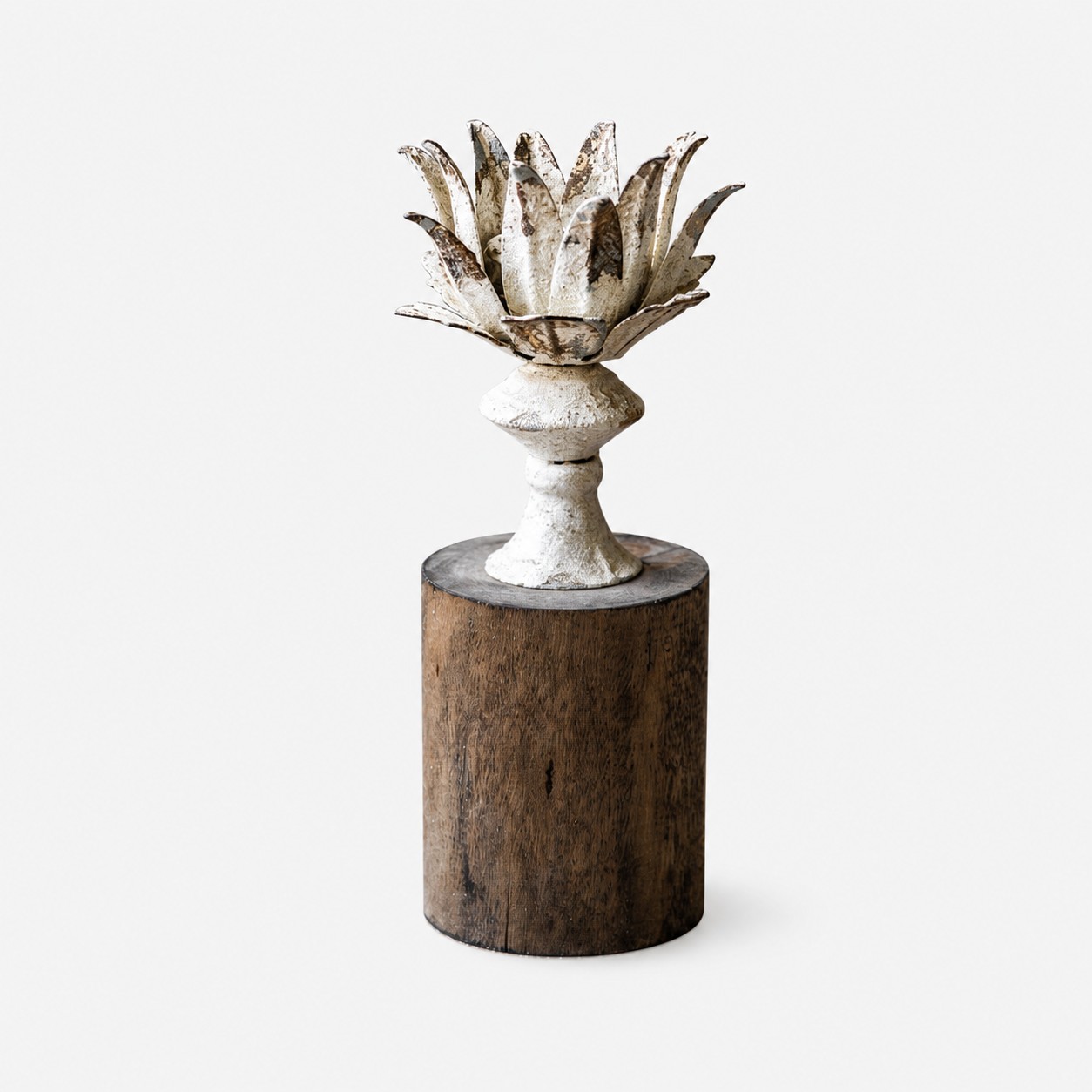 Short lotus bloom column candle holder