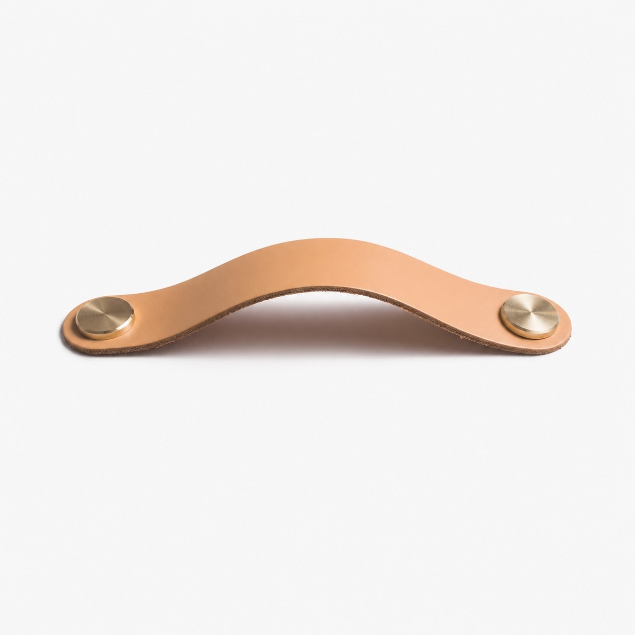 Khaki Double Hole Double Hole 16.4 cm cowhide leather and brass cabinet pull handle