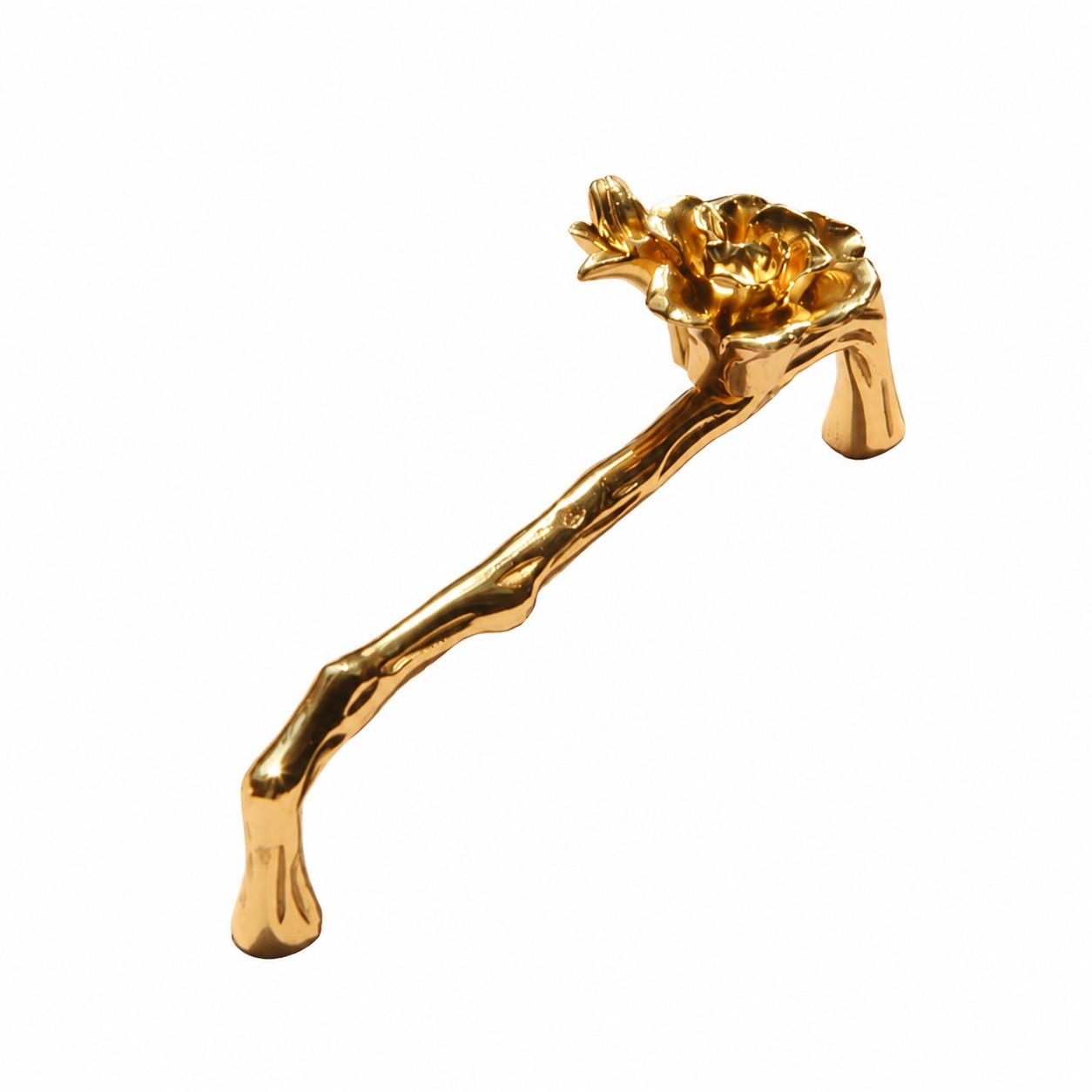 Budding flower brass cabinet handle with 5.0 inch and 12.8 centimeter center to center mounting