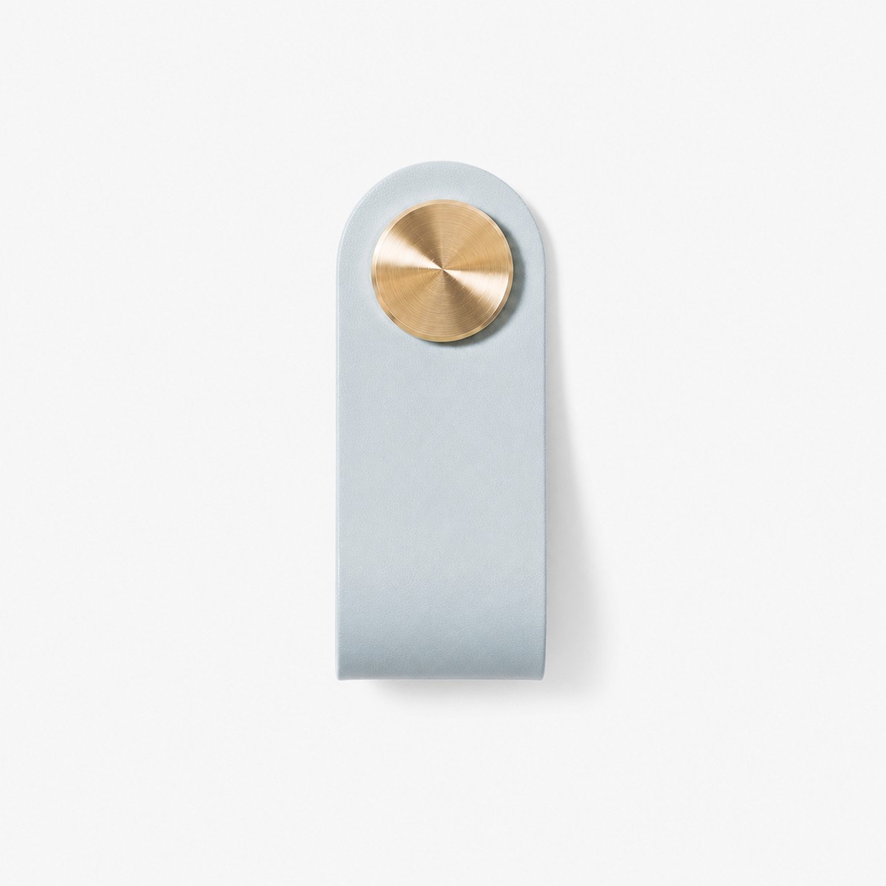 Light Blue Single Hole cowhide leather and brass cabinet pull handle