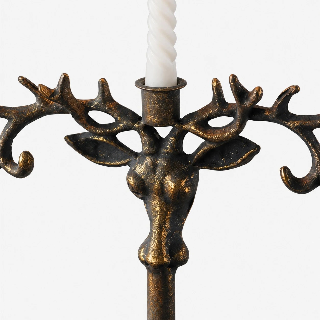 Deer head antler candle holder top detail