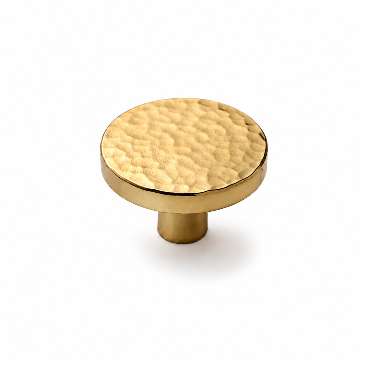 Natural Brass hammered flat round knob