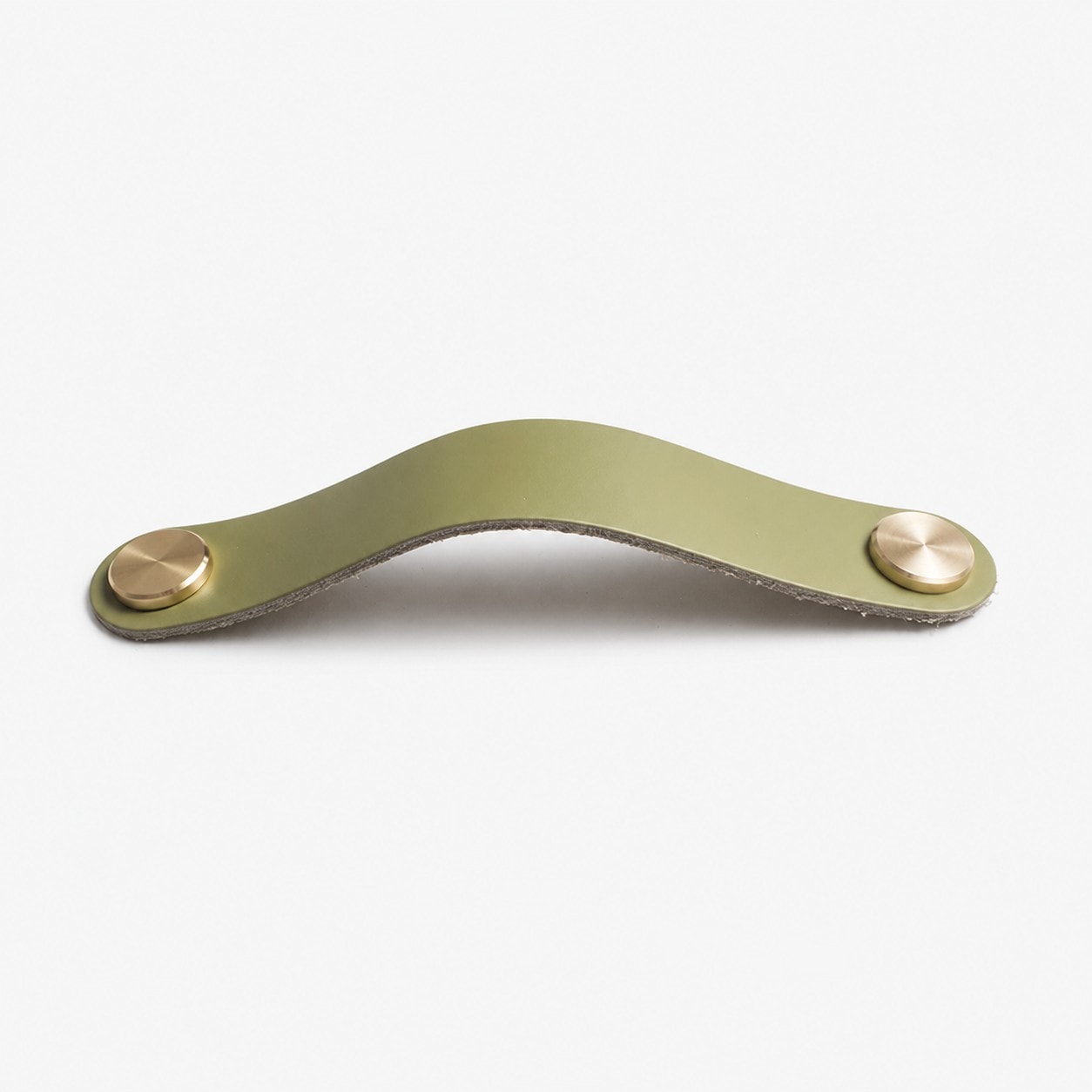 Olive Green Double Hole Double Hole 13.2 cm cowhide leather and brass cabinet pull handle