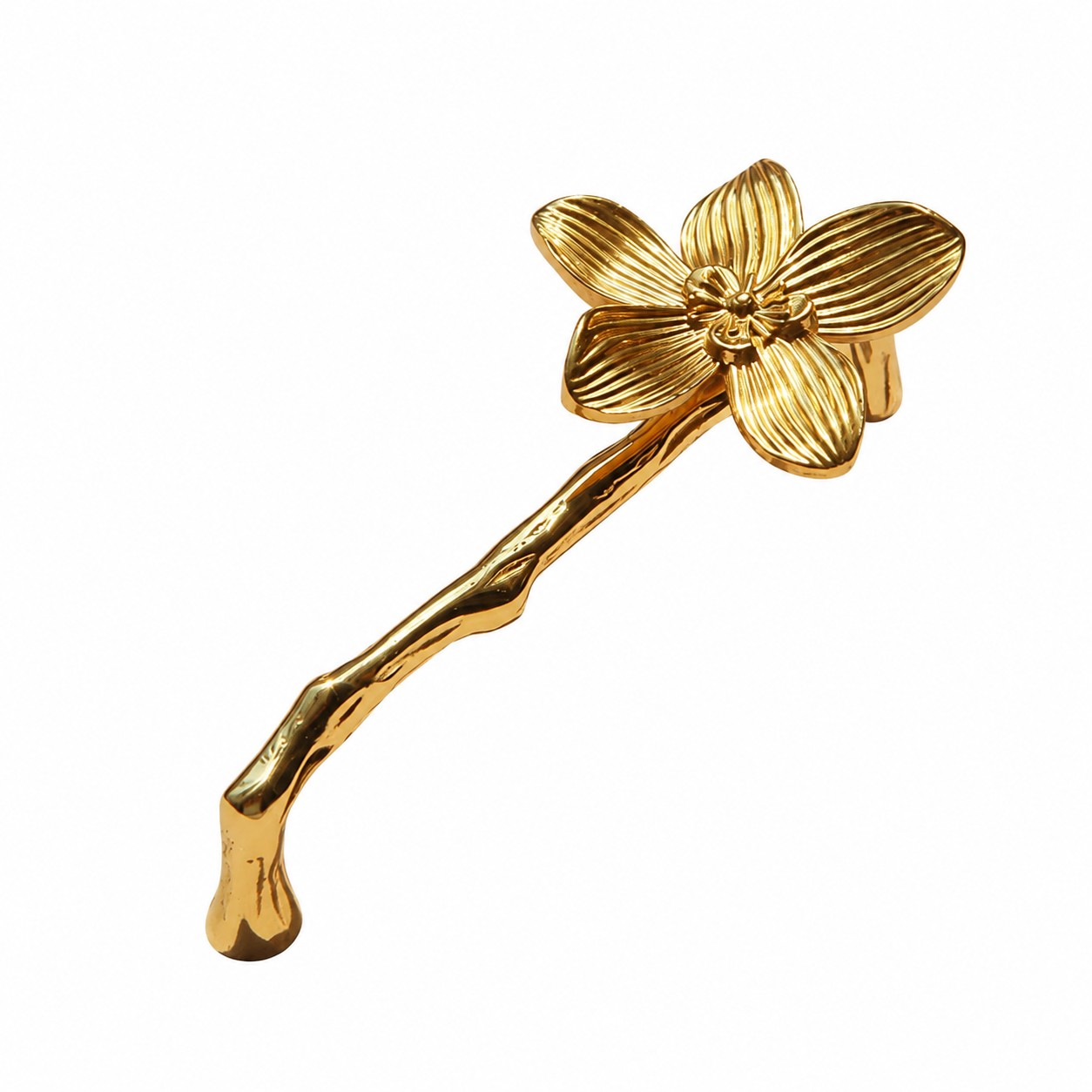 Five-petal flower brass cabinet handle with 5.0 inch and 12.8 centimeter center to center mounting