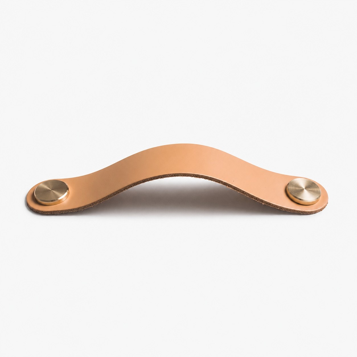 Khaki Double Hole Double Hole 19.6 cm cowhide leather and brass cabinet pull handle