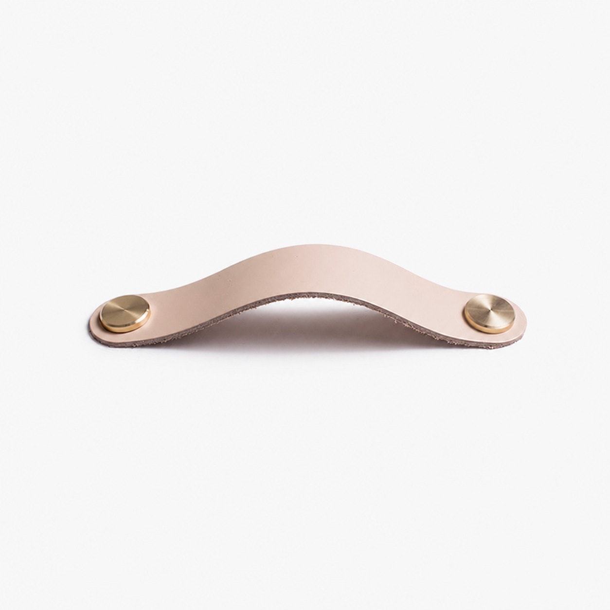 Blush Beige Double Hole Double Hole 19.6 cm cowhide leather and brass cabinet pull handle