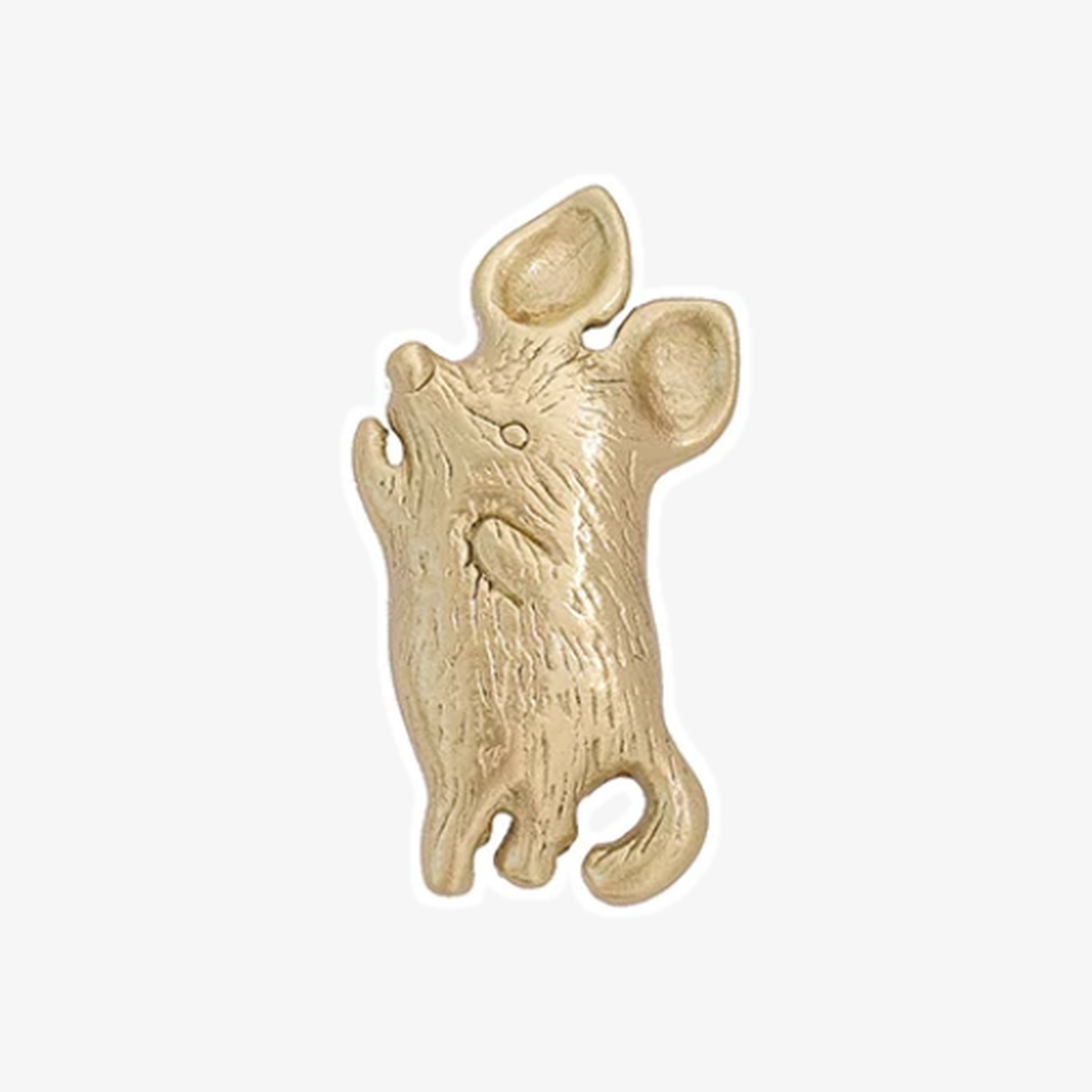 Knopp i mässing med djurmotiv, storlek C, mus