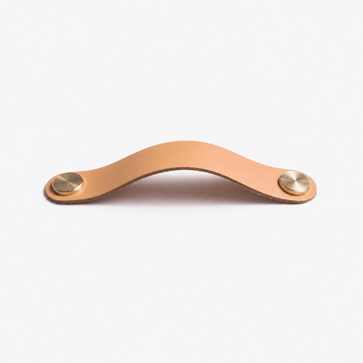 Khaki Double Hole Double Hole 13.2 cm cowhide leather and brass cabinet pull handle