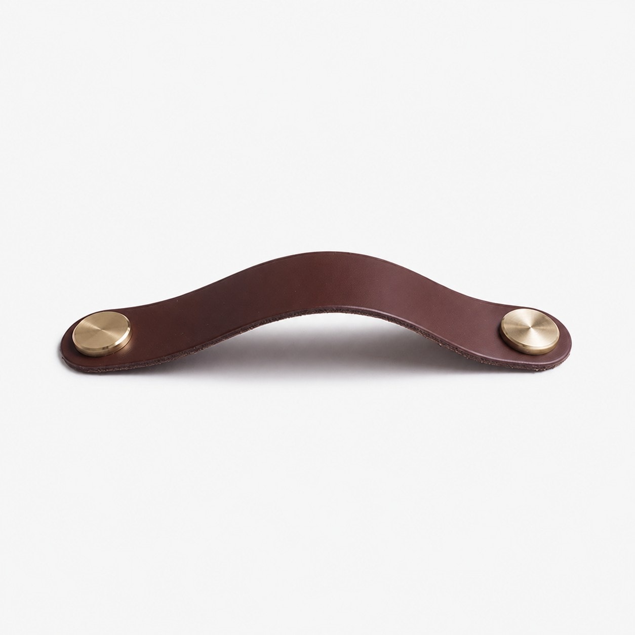 Brown Double Hole Double Hole 19.6 cm cowhide leather and brass cabinet pull handle
