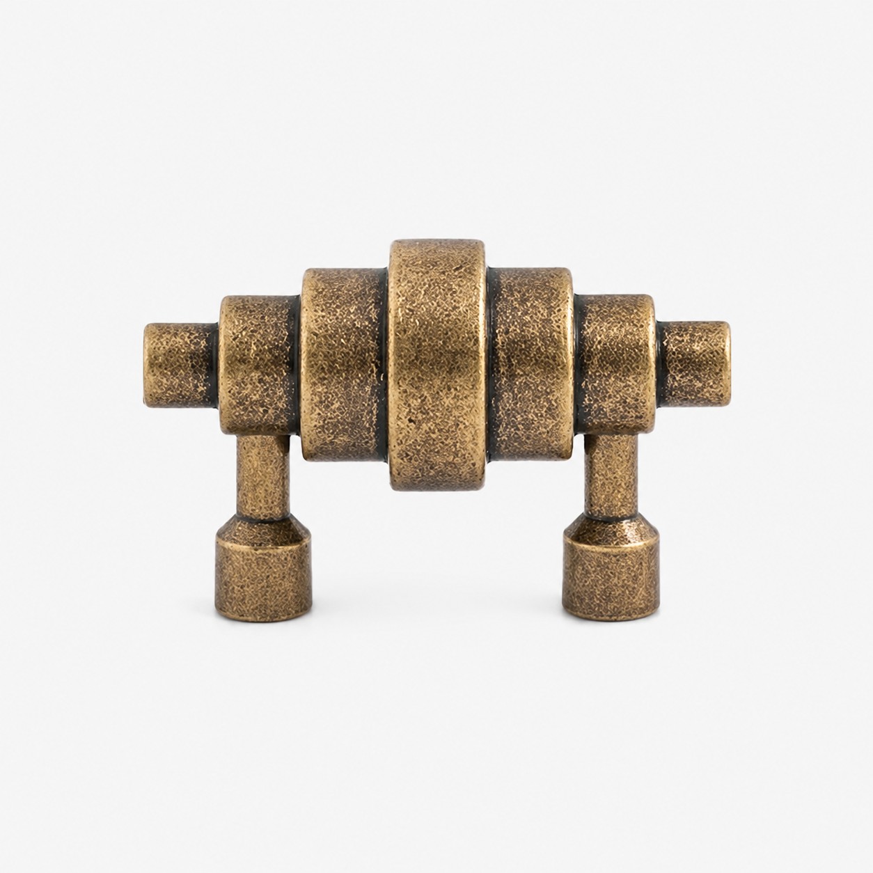 Antique brass cabinet pull with 1.26-inch center-to-center mounting