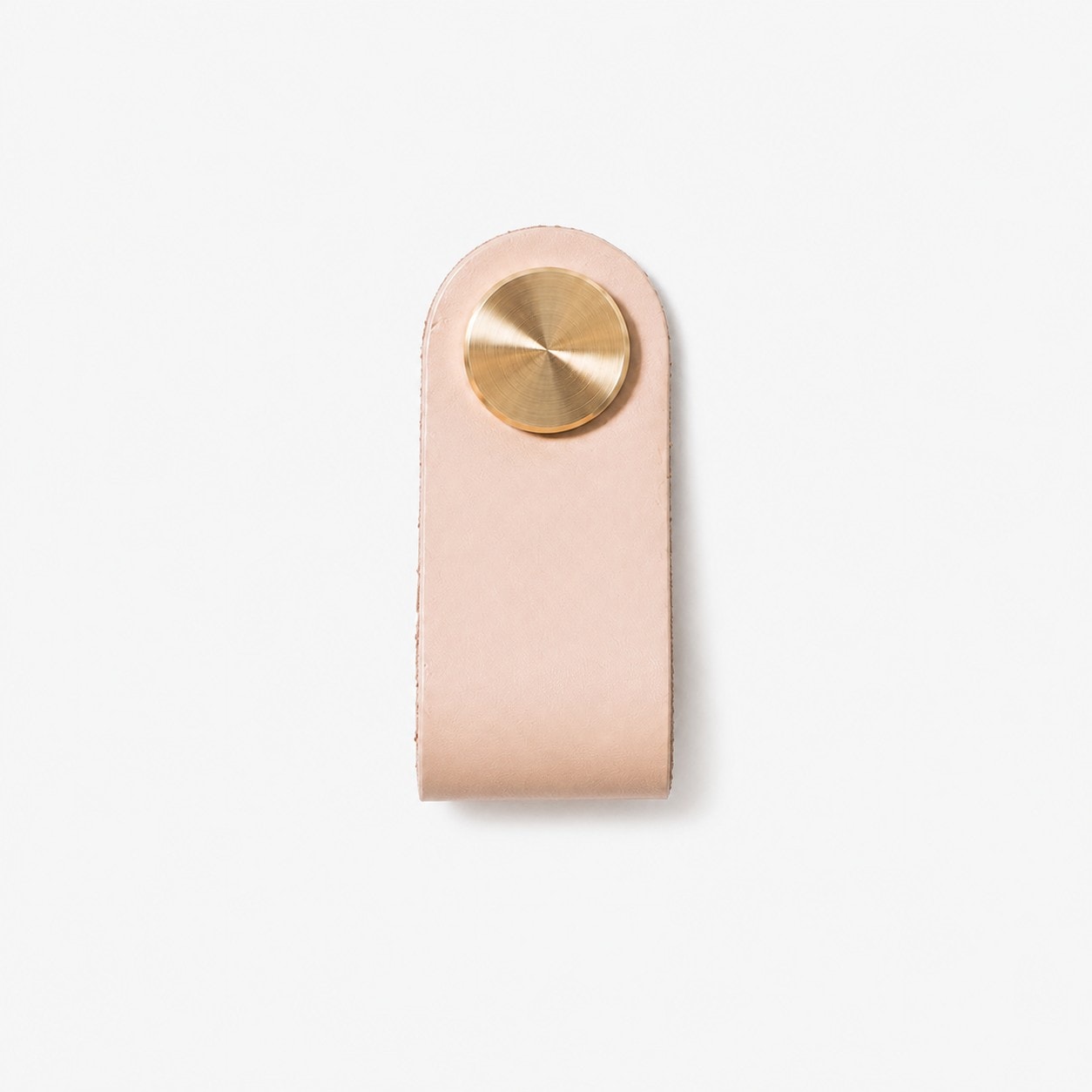 Blush Beige Single Hole cowhide leather and brass cabinet pull handle