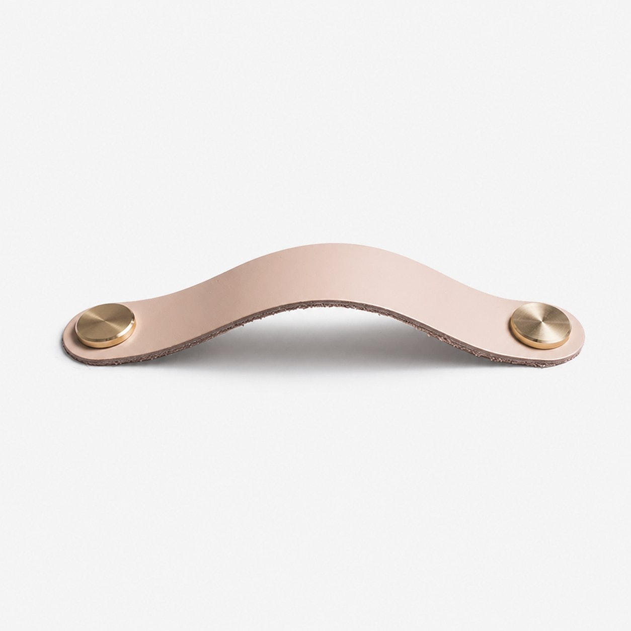 Blush Beige Double Hole Double Hole 13.2 cm cowhide leather and brass cabinet pull handle